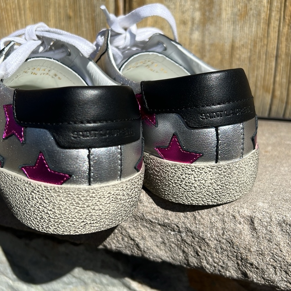 Saint Laurent Metallic Star Court Sneakers Size 39 - Picture 10 of 11